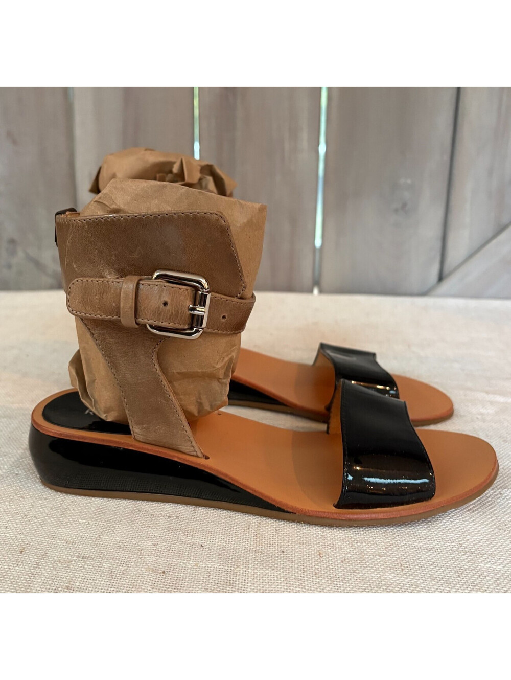 Rudsak Sandals Womens 36 US Black patent leather ankle straps Comfort & chic